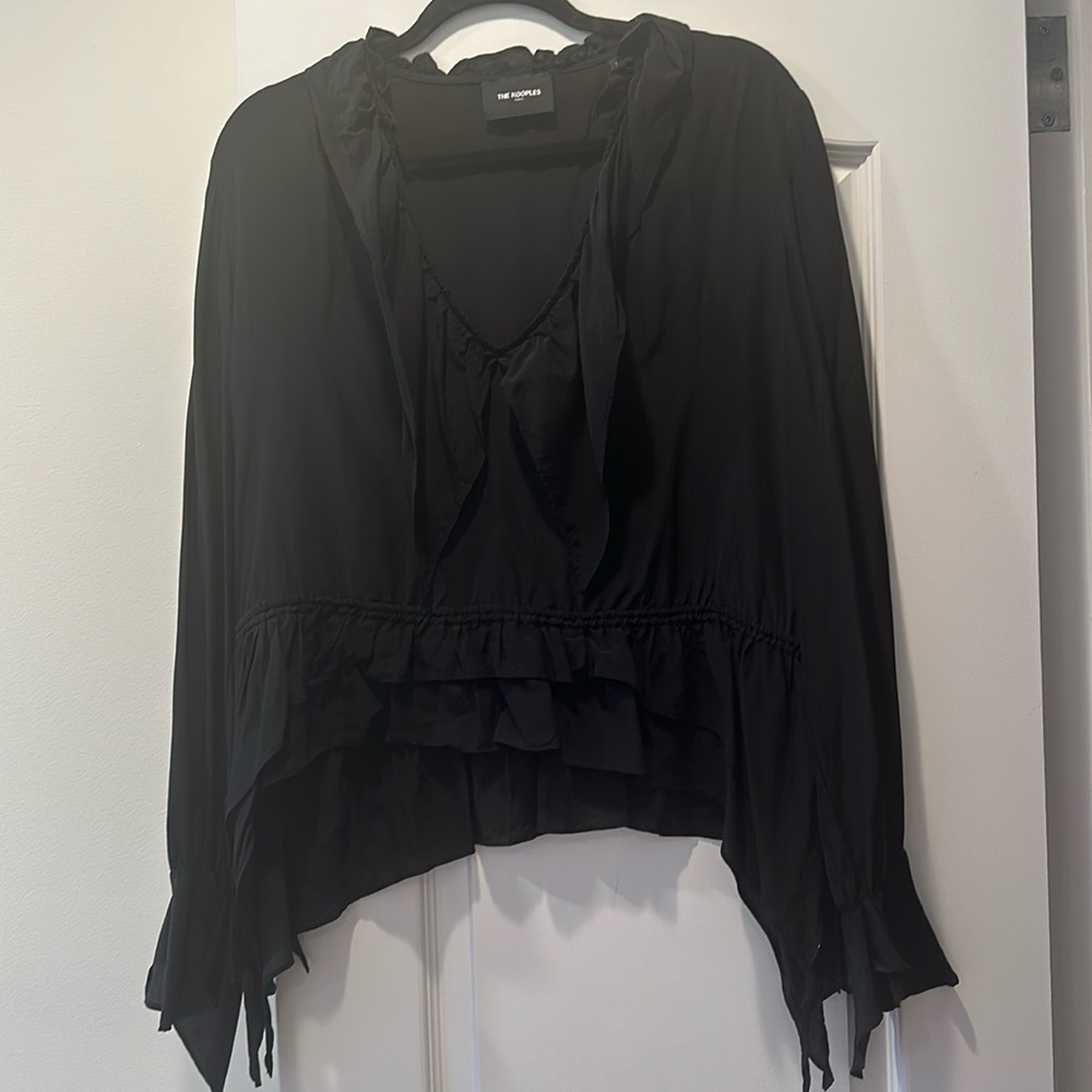 The Kooples sinch waist black date night top size small